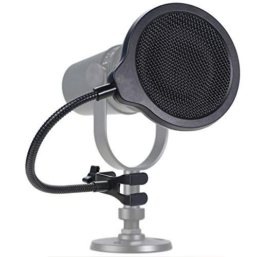  MV7 Microphone Pop Filter Mask Shield For Shure MV7 Mic, 4 Inch 3 Layers Windscreen with Flexible 360°Gooseneck Clip by SUNMON