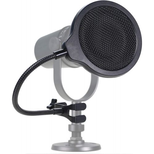  MV7 Microphone Pop Filter Mask Shield For Shure MV7 Mic, 4 Inch 3 Layers Windscreen with Flexible 360°Gooseneck Clip by SUNMON