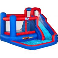 Sunny & Fun Compact Bounce-A-Round Inflatable Water Slide Park ? Heavy-Duty for Outdoor Fun - Climbing Wall, Slide & Splash Pool ? Easy to Set Up & Inflate with Included Air Pump &