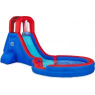 Sunny & Fun Inflatable Single Ring Water Slide Park ? Heavy-Duty for Outdoor Fun - Climbing Wall, Slide & Deep Pool ? Easy to Set Up & Inflate with Included Air Pump & Carrying Cas