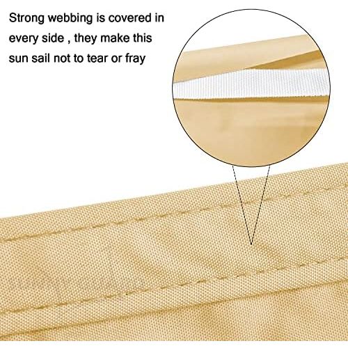  SUNNY GUARD Sonnensegel Dreieck 3x3x4.25m Sonnenschutz Wasserabweisend Wetterschutz Impragniert Segel Baldachin UV Schutz fuer Balkon Terrasse Garten, Sandbeige