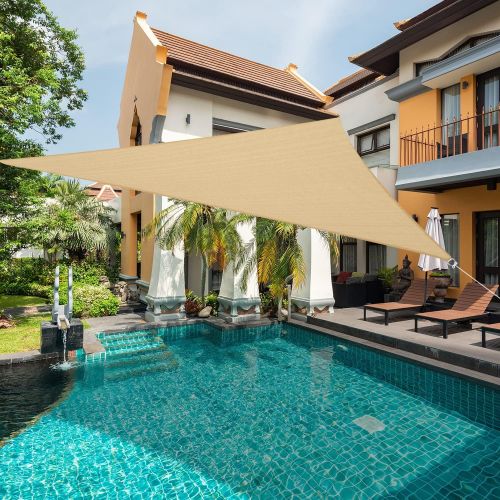  SUNNY GUARD Sonnensegel Dreieck 3x3x4.25m Sonnenschutz Wasserabweisend Wetterschutz Impragniert Segel Baldachin UV Schutz fuer Balkon Terrasse Garten, Sandbeige