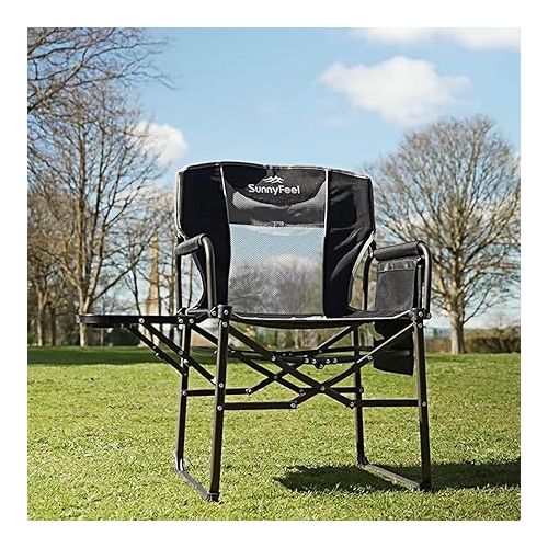  SUNNYFEEL Camping Directors Chair, Heavy Duty,Oversized Portable Folding Chair with Side Table, Pocket for Beach, Fishing,Trip,Picnic,Lawn,Concert Outdoor Foldable Camp Chairs