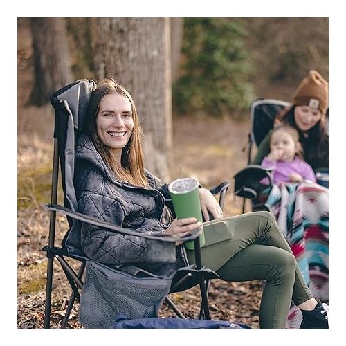  SUNNYFEEL Oversized Folding Camping Chair, Padded Portable Lawn Chair with Cooler for Adults Heavy Duty 300 LBS, Folding Camp Quad Chair High Back with Cup Holder,Armrest for Picnic,Beach,Sports