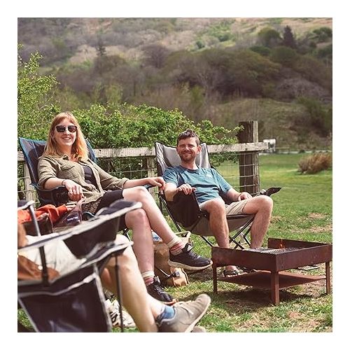  SUNNYFEEL Rocking Camping Chair, Luxury Padded Recliner, Oversized Folding Lawn Chair with Pocket, Heavy Duty for Outdoor/Picnic/Lounge/Patio, Portable Camp Rocker Chairs with Carry Bag