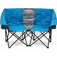 Sunnyfeel Double Folding Camping Chair, Oversized Loveseat Chair, Heavy Duty Portable/Foldable Lawn Chair with Storage for Outside/Outdoor/Travel/Picnic, Fold Up Camp Chairs for Ad