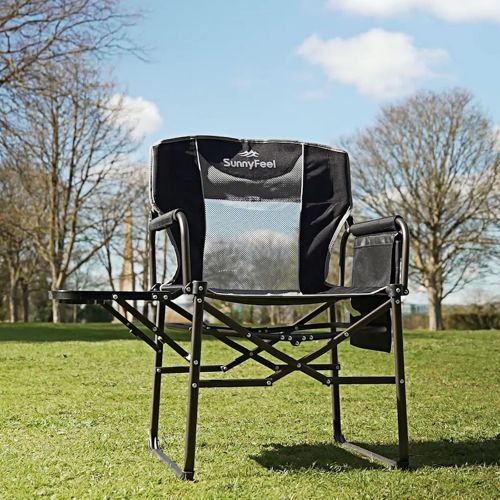  Sunnyfeel Camping Directors Chair, Heavy Duty,Oversized Portable Folding Chair with Side Table, Pocket for Beach, Fishing,Trip,Picnic,Lawn,Concert Outdoor Foldable Camp Chairs