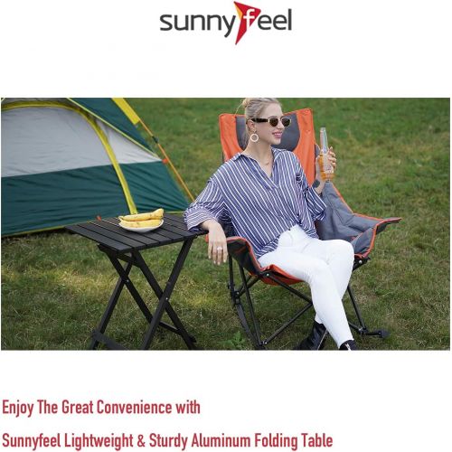  Sunnyfeel Folding Camping Table - Lightweight Aluminum Portable Picnic Table, 18.5x18.5x24.5 Inch for Cooking, Beach, Hiking, Travel, Fishing, BBQ, Indoor Outdoor Small Foldable Ca