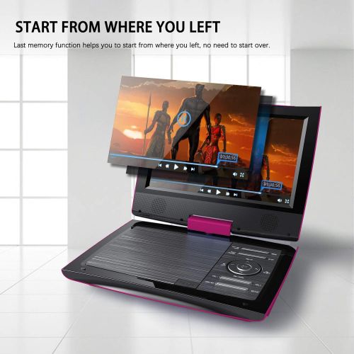  [아마존 핫딜] SUNPIN 11 Portable DVD Player for Car and Kids with 9.5 inch HD Swivel Screen, 5 Hour Rechargeable Battery, Dual Earphone Jack, Supports SD Card/USB/CD/DVD, with Extra Headrest Mou