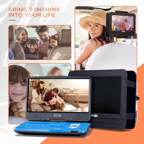  [아마존베스트]SUNPIN 12.5 Portable DVD Player for Car and Kids with Headrest Mount, 10.1 HD Screen, 5 Hours Rechargeable Battery, Remote Control, Car Charger Wall Charger, Region Free, Ideal for