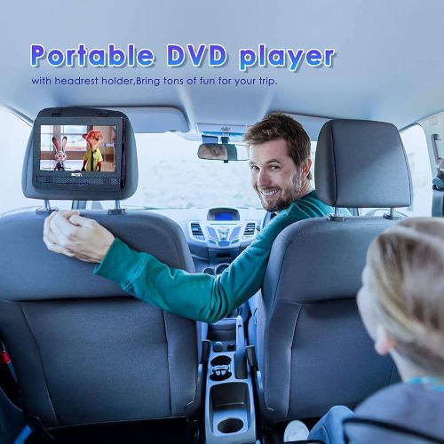  [아마존베스트]SUNPIN 2020 New PD969 11 Portable DVD Player for Car with Headrest Mount, Upgraded Remote Control, 9.5 inch Brightness Enhanced Screen DVD Play, 5 Hours Battery, Dual Earphone Jack