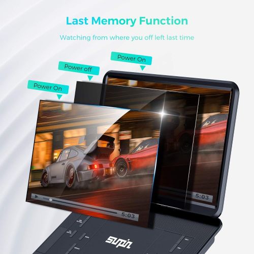  [아마존베스트]SUNPIN Portable DVD Player 17.9 with Large HD Swivel Screen, 6 Hours Rechargeable Battery, Anti-Shocking, Resume Play, Support AV in&Out/USB/SD Card, Region-Free, Remote Controller