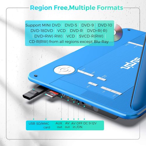  [아마존베스트]SUNPIN 17.9 Portable DVD Player with 15.6 inch Large HD Swivel Screen, Long Lasting Rechargeable Battery, Support USB/SD Card/AV in&Out and Multiple Disc Formats, Louder Stereo Spe