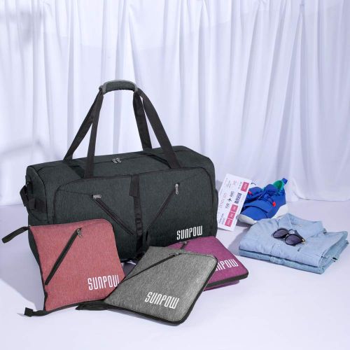  SUNPOW 115L Travel Duffel Bag, Extra Large Weekender Bag With Shoes Compartment Tear Resistant Packable Duffle Bag For Men Women Black