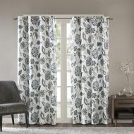 SUNSMART Aqua Curtains For Living room , Casual Light Room Darkening Curtains For Bedroom , Camille Floral Fabric Grommet Window Curtains , 50X95, 1-Panel Pack