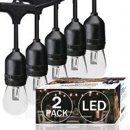 [아마존 핫딜]  [아마존핫딜]SUNTHIN Pack of 2 48ft LED String of Lights with 15 x E26 Sockets and Hanging Loops 18 x 0.9 Watt S14 Bulbs 3 Spares Indoor Outdoor String Lights Commercial String Lights Light Str