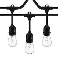 SUNTHIN SLZ150811 24 x E26 Dropped Sockets and Hanging Loops-30 x 11 Watt S14 Included (6 Spares) Indoor/Outdoor, String of Lights, 48ft Halogen Bulbs Black