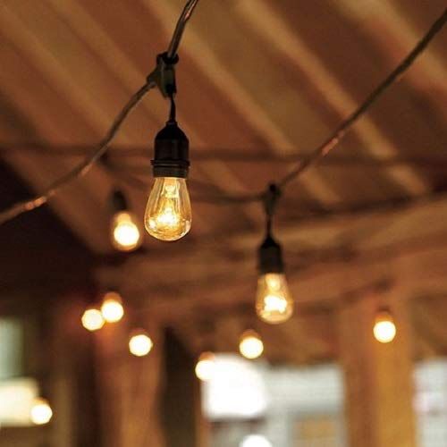  SUNTHIN SLZ150811 24 x E26 Dropped Sockets and Hanging Loops-30 x 11 Watt S14 Included (6 Spares) Indoor/Outdoor, String of Lights, 48ft Halogen Bulbs Black