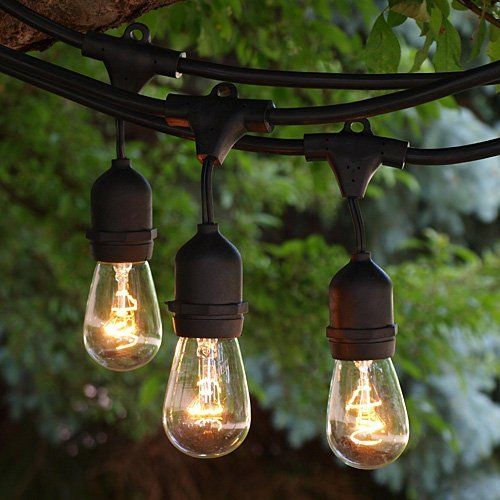  SUNTHIN SLZ150811 24 x E26 Dropped Sockets and Hanging Loops-30 x 11 Watt S14 Included (6 Spares) Indoor/Outdoor, String of Lights, 48ft Halogen Bulbs Black