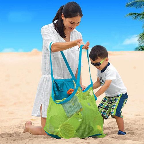  [아마존베스트]SUNTRY 6 Pack Mesh Beach Bag, Extra Large Beach Bags and Totes, Foldable Children Beach Toys Organizer Storage Bags for Holding Beach Toys (2 PCS Large and 4 PCS Small )