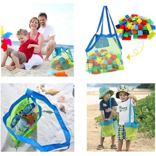  [아마존베스트]SUNTRY 6 Pack Mesh Beach Bag, Extra Large Beach Bags and Totes, Foldable Children Beach Toys Organizer Storage Bags for Holding Beach Toys (2 PCS Large and 4 PCS Small )