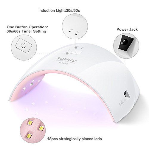  [아마존 핫딜] [아마존핫딜]SUNUV 24W LED UV Light Nail Gel Dryer Curing Lamp with 2 Timing Setting for Gel Based Polish SUN9C (White)