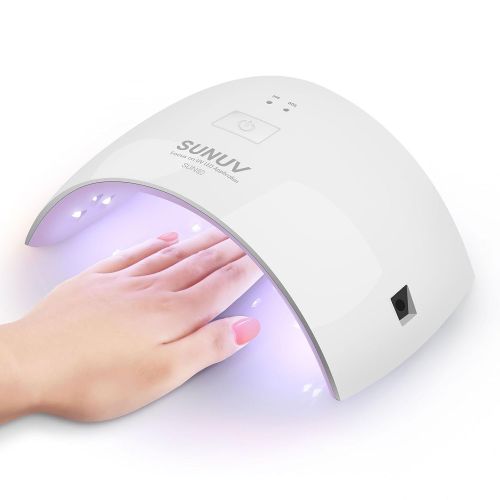  [아마존 핫딜] [아마존핫딜]SUNUV 24W LED UV Light Nail Gel Dryer Curing Lamp with 2 Timing Setting for Gel Based Polish SUN9C (White)