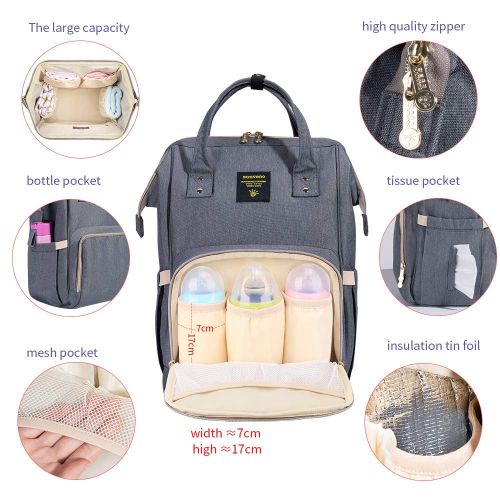  SUNVENO Baby Diaper Bag Backpack Mommy Maternity Nappy Bag Large Travel Insuated Backpack...