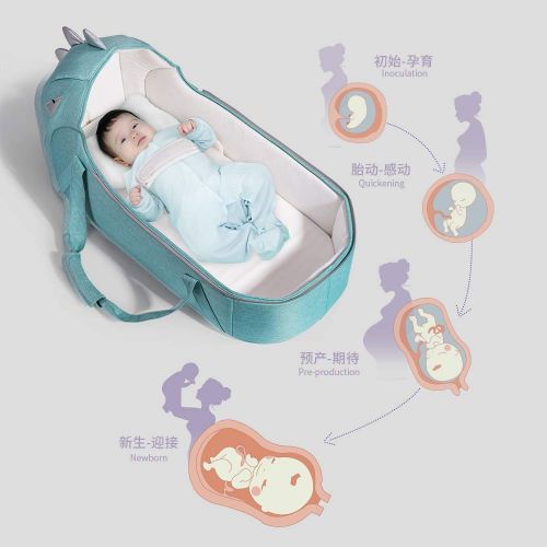  SUNVENO Baby Carrycot Bassinet Bed Lounger Travel Portable Newborn Infant Sleeper Bag Nest Soft Sleeping Bed for 0-12month, Green