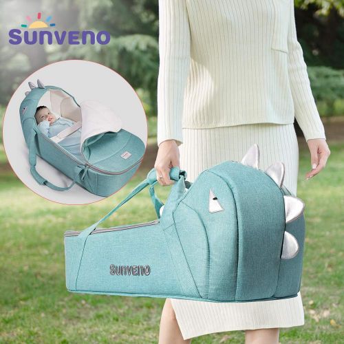  SUNVENO Baby Carrycot Bassinet Bed Lounger Travel Portable Newborn Infant Sleeper Bag Nest Soft Sleeping Bed for 0-12month, Green