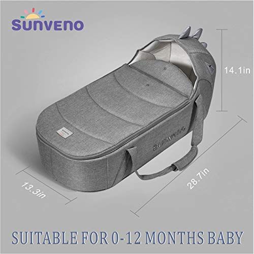  [아마존 핫딜] SUNVENO Baby Bed & Baby Lounger, Moses Basket Bassinet Bedside Sleeper Newborn Infant Travel Bed Carrycot for 0-12 Months (Gray)