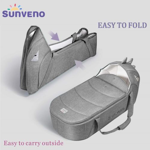  [아마존 핫딜] SUNVENO Baby Bed & Baby Lounger, Moses Basket Bassinet Bedside Sleeper Newborn Infant Travel Bed Carrycot for 0-12 Months (Gray)