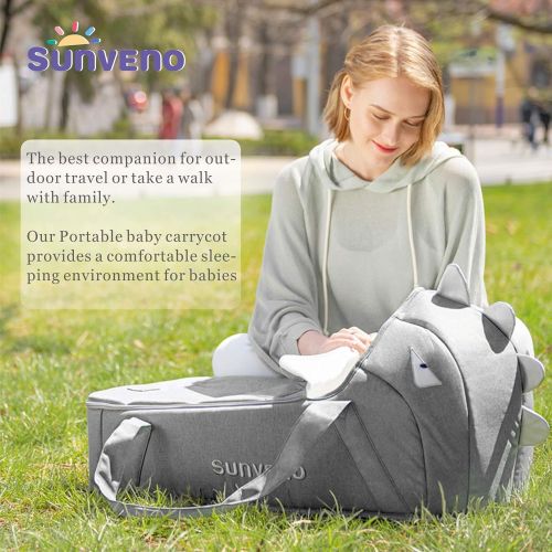  [아마존 핫딜] SUNVENO Baby Bed & Baby Lounger, Moses Basket Bassinet Bedside Sleeper Newborn Infant Travel Bed Carrycot for 0-12 Months (Gray)