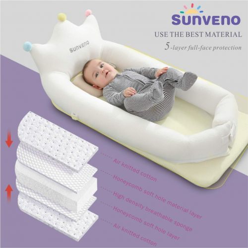  [아마존 핫딜] SUNVENO Portable Baby Bed Infant Lounger  Carrier, Crib, Playpen, Changing Station, Bassinet for Babies 0-24 Months  Lightweight, Plush, Hypoallergenic  Includes Carrying Case