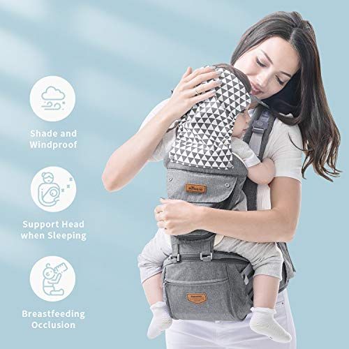  [아마존베스트]SUNVENO Baby Hip Seat Ergonomic Baby Carrier 3in1 Baby Hipseat for Outdoor Travel Waist Stool (Gray)