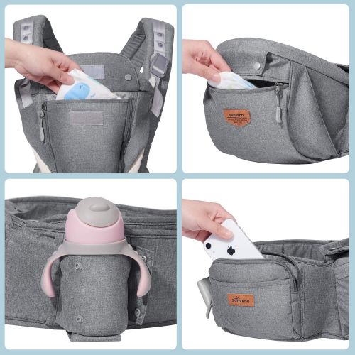  [아마존베스트]SUNVENO Baby Hip Seat Ergonomic Baby Carrier 3in1 Baby Hipseat for Outdoor Travel Waist Stool (Gray)