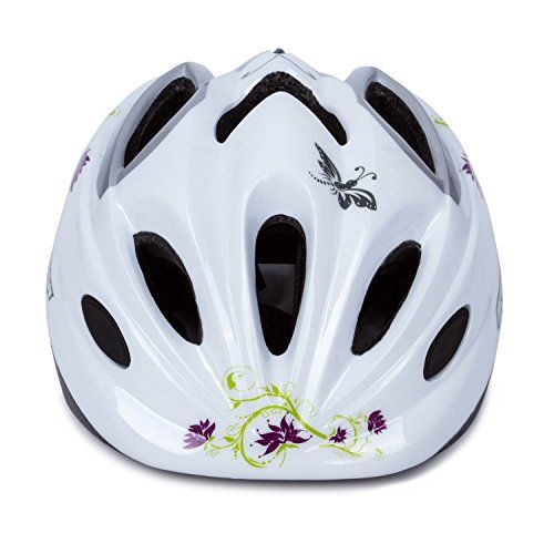  SUNVP Child Multi-Sport Lightweight Safety Mountain Bike Bicycle Cycling Kick Scooter Kids Helmet (White Flower)