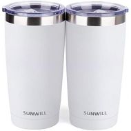 [아마존 핫딜] [아마존핫딜]SUNWILL 20oz Tumbler with Lid (Powder Coated White 2 pack), Stainless Steel Vacuum Insulated Double Wall Travel Tumbler, Durable Insulated Coffee Mug, Thermal Cup with Splash Proof