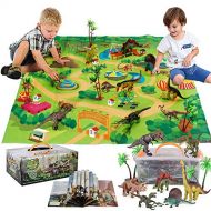 sunwuking Dinosaur Toy Figure with Activity Play Mat & Trees, Educational Realistic Dinosaur Playset to Create a Realistic Dino World