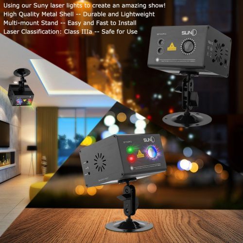  Laser Projector SUNY Sound Activated Christmas DJ Laser Lights Machine Party Light RGB Multiple Gobos Projector Full Color Galaxy LED Ripple Wave Projection Lighting For Xmas Disco