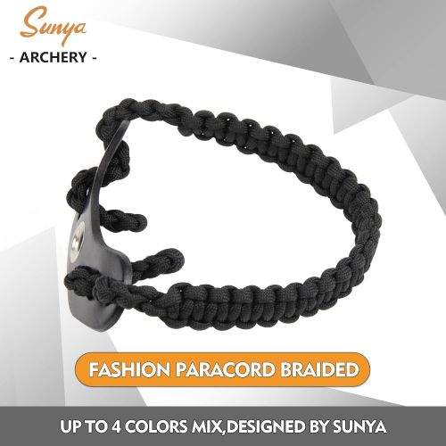  SUNYA Archery Bow Wrist Sling, 550 Paracord Strap Comfortable on Hand.100% Full Grain Leather Yoke, Multiple Camo Colors.Fit Compound Bow Stabilizer & Recurve.