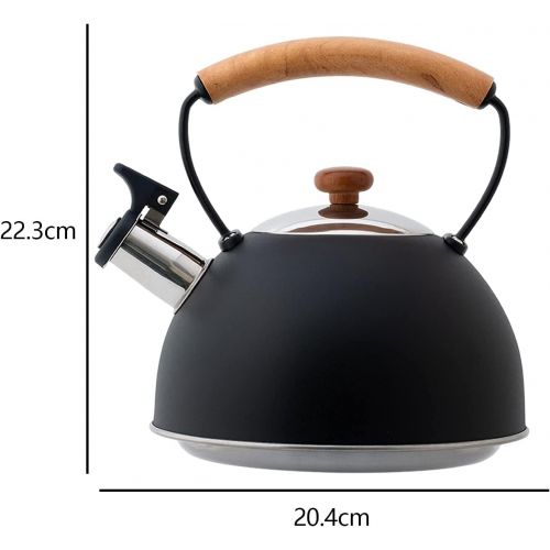  SUOMO Camping Kettle, 3l Large Stainless Steel Teapot Water Kettle Stovetop Whistling Kettle with Heat Resistant Wood Handle, Stovetop Whistling Tea Kettle For Gas Stove and Induction Co