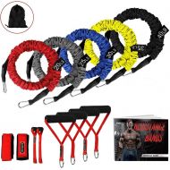 [아마존 핫딜] Resistance Bands, 15 Pieces Exercise Elastic Bands Set, 20lbs To 40lbs Resistance Tubes Heavy Duty Protective Nylon Sleeves Anti-Snap Fitness SUPALAK