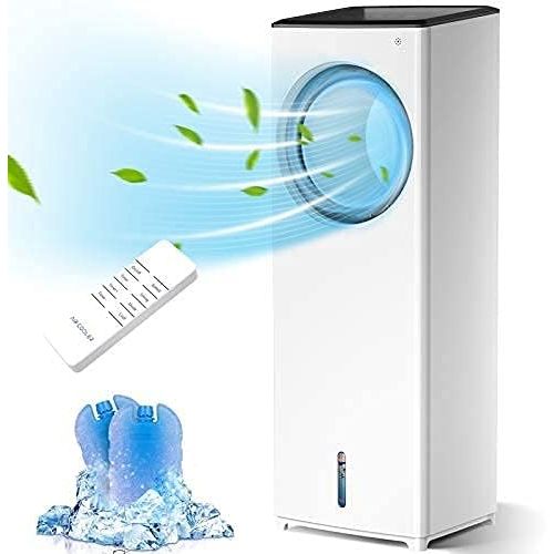  SUPALAK Evaporative Air Cooler, 3-IN-1 Portable Air Conditioner Personal Bladeless Tower Fan/AC Cooling & Humidification, 3 Wind Speeds, 3 Modes, 40° Oscillation,4-8H Timer Air Cooler For