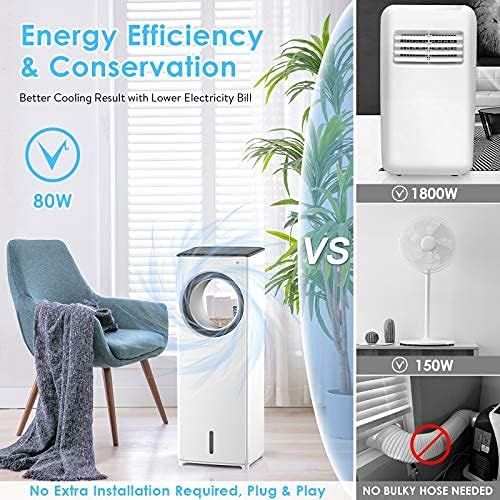  SUPALAK Evaporative Air Cooler, 3-IN-1 Portable Air Conditioner Personal Bladeless Tower Fan/AC Cooling & Humidification, 3 Wind Speeds, 3 Modes, 40° Oscillation,4-8H Timer Air Cooler For