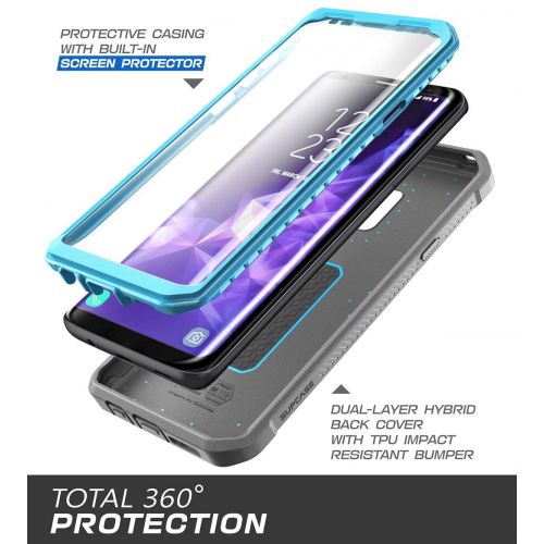  SUPCase SUPCASE Galaxy S9 Case Full-body Rugged Holster Case WITH Screen Protector for 2018 Release, Unicorn Beetle PRO-Black