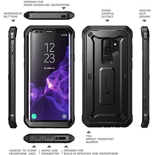  [아마존베스트]SUPCASE Unicorn Beetle Pro Series Case Designed for Samsung Galaxy S9+ Plus, with Built-In Screen Protector Full-body Rugged Holster Case for Galaxy S9+ Plus (2018 Release) (Black)