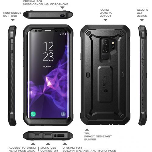  [아마존베스트]SUPCASE Unicorn Beetle Pro Series Case Designed for Samsung Galaxy S9+ Plus, with Built-In Screen Protector Full-body Rugged Holster Case for Galaxy S9+ Plus (2018 Release) (Black)