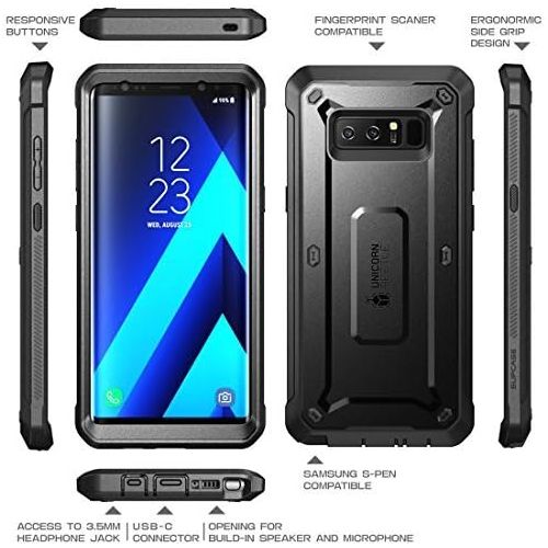  [아마존베스트]SUPCASE Unicorn Beetle Shield Series Case Designed for Galaxy Note 8, with Built-in Screen Protector Full-Body Rugged Holster Case for Galaxy Note 8 (2017 Release) (Black)