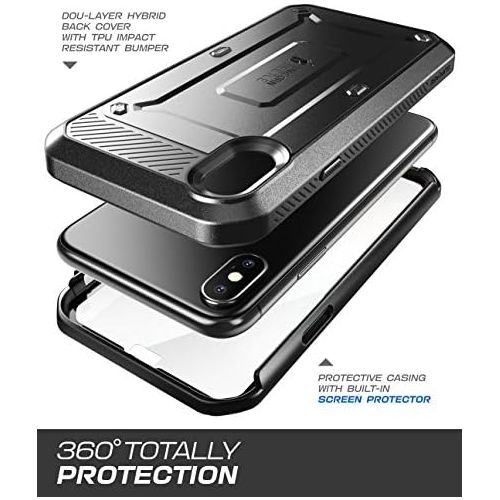  [아마존베스트]SUPCASE Unicorn Beetle Pro Series Case Designed Designed for iPhone X, with Built-In Screen Protector Full-body Rugged Holster Case for Apple iPhone X / iPhone 10 (2017 Release) (B